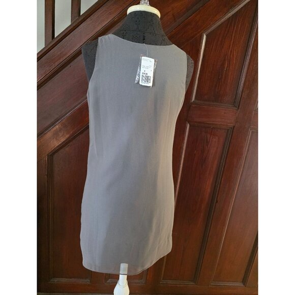 Forever 21 Grey/Silver Beaded Short Sleeveless Dress S NWT - Picture 3 of 10